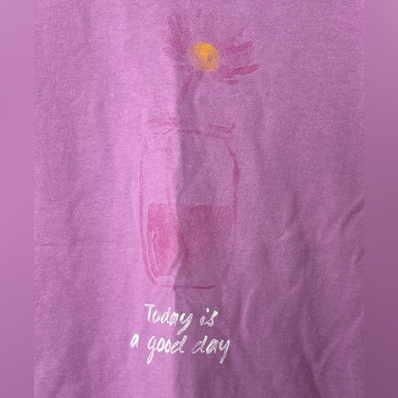Life Is Good Women's Sz M SS Tee Today Is A Good Day PTP 20" V-Neck - Picture 2 of 6